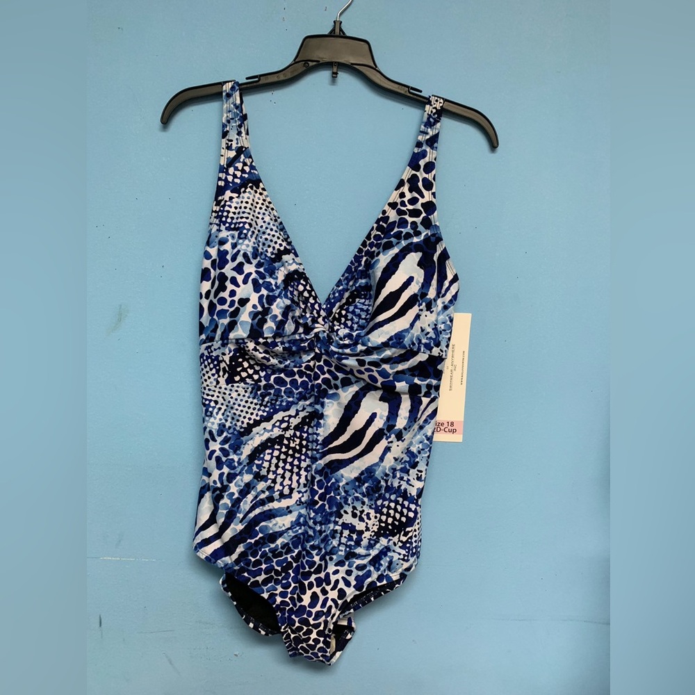 18 D cup Roxanne twist front mio one piece Roxanne E19196 blue navy snake